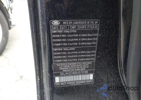 2011 Land Rover Lr4 z USA, uszkodzony, nr VIN SALAK2D48BA579168